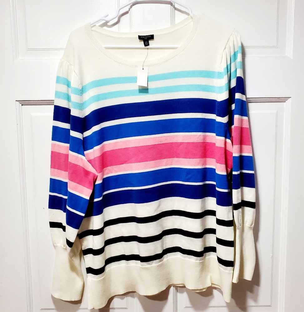 Talbots Women's‎ Sweater Size XL Multicolor Long Bell Sleeve Knit Office Casual